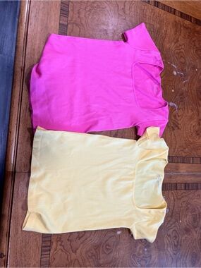Women’s Short Sleeve Ribbed Tee - Pink & Yellow